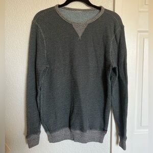 Faherty Men's Textured Crewneck Sweater in Charcoal and Light Gray Trim